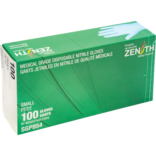 Puncture-Resistant Medical-Grade Disposable Gloves, Small, Nitrile, 3.5-mil, Powder-Free, Blue, Class 2 Sécurité Médic