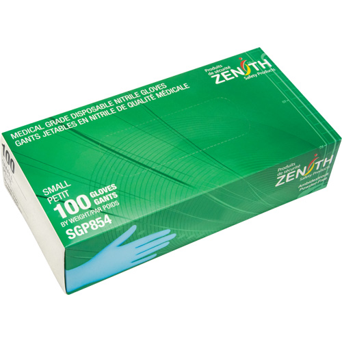 Puncture-Resistant Medical-Grade Disposable Gloves, Small, Nitrile, 3.5-mil, Powder-Free, Blue, Class 2 Sécurité Médic