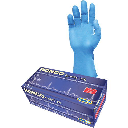 Gants d'examen BLURITE XPL, Petit, Nitrile, 8 mils, Sans poudre, Bleu, Classe 2 Sécurité Médic