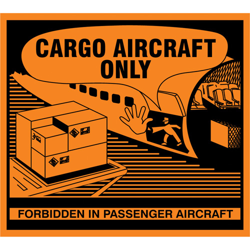 &eacute;tiquettes de manutention Cargo Aircraft Only, 4-3/4" lo x 4-1/4" la, Orange Sécurité Médic