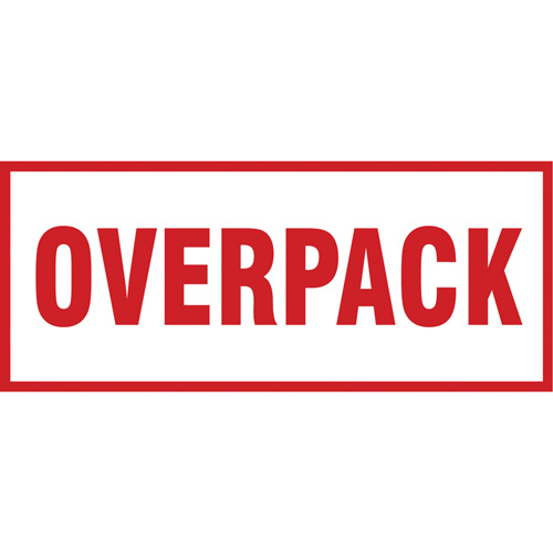 "Overpack" Handling Labels, 6" L x 2-1/2" W, Red on White Sécurité Médic
