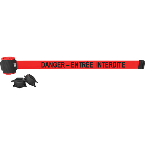 Barri&egrave;re &agrave; fixation murale, Plastique, Fixation magn&eacute;tique, 30', Ruban Rouge Sécurité Médic