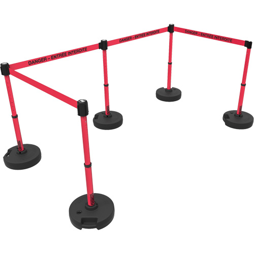 Plus Barrier Post Set, Plastic, 42" H, Red Tape, 15' Tape Length Sécurité Médic