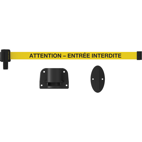 Plus Wall Mount Barrier System, Plastic, Screw Mount, 15', Yellow Tape Sécurité Médic