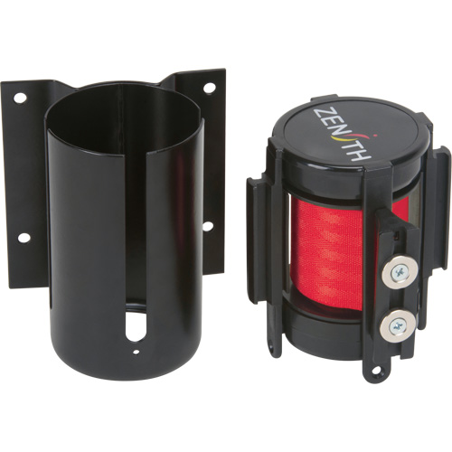 Wall Mount Barrier with Magnetic Tape, Steel, Screw Mount, 7', Red Tape Sécurité Médic