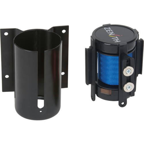 Wall Mount Barrier with Magnetic Tape, Steel, Screw Mount, 7', Blue Tape Sécurité Médic