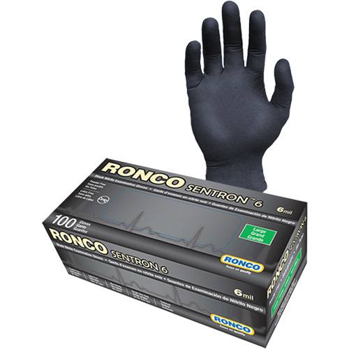 Sentron 6 Disposable Examination Gloves, Small, Nitrile, 6-mil, Powder-Free, Black, Class 2 Sécurité Médic