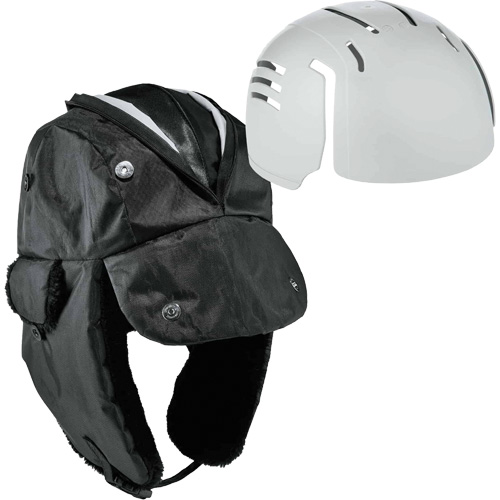 N-Ferno&reg; Zippered Trapper Hat with Bump Cap Insert, Polyurethane/Satin Lining, Medium/Small, Black Sécurité Médic