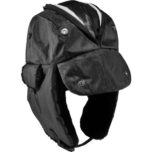 N-Ferno&reg; Zippered Trapper Hat, Polyurethane/Satin Lining, Medium/Small, Black Sécurité Médic