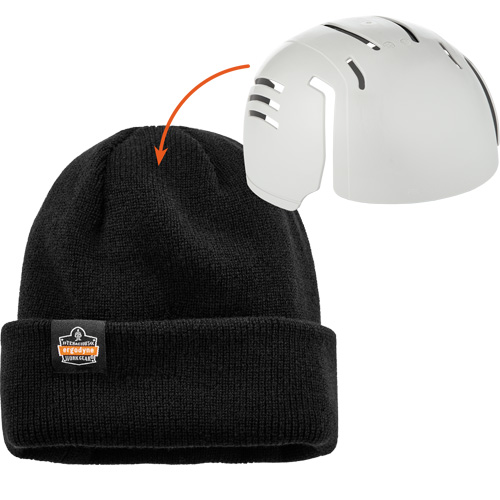 Tuque en tricot c&ocirc;tel&eacute; avec fermeture &agrave; glissi&egrave;re et casque antichoc &agrave; ins&eacute;rer N-Ferno, Taille unique, Noir Sécurité Médic