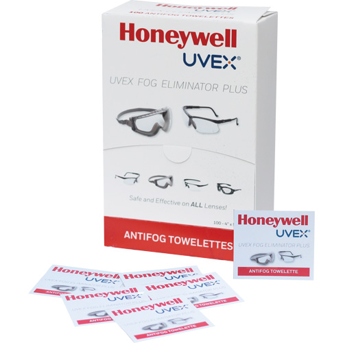 Lingettes antibu&eacute;e pour lunettes Uvex Fog Eliminator Plus, 4" x 5", Paquet de 100 Sécurité Médic