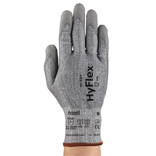 HyFlex&reg; 11-727 Series Cut Resistant Gloves, Size 9, 15 Gauge, Polyurethane Coated, Intercept Shell, ASTM ANSI Level A2/EN 388 Level B Sécurité Médic