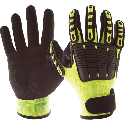 Back Tracker Impact Gloves with Back of Hand Protection, Small, Nitrile Palm, Hook & Loop Cuff Sécurité Médic