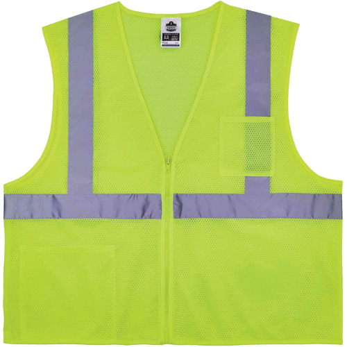 Gilet de s&eacute;curit&eacute; auto-extinguible GloWear 8256Z, Jaune lime haute visibilit&eacute;, Moyen/Petit, Polyester Sécurité Médic