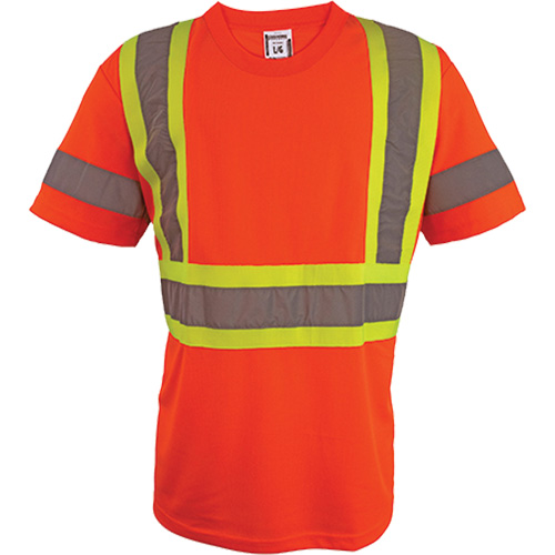 Chemise de s&eacute;curit&eacute; &agrave; manches courtes, Polyester, 2T-Grand, Orange haute visibilit&eacute; Sécurité Médic