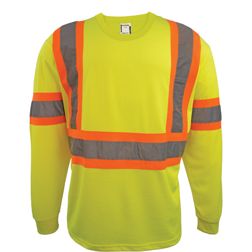 Long Sleeve Safety Shirt, Polyester, 2X-Large, High Visibility Lime-Yellow Sécurité Médic