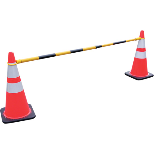 Retractable Cone Bar, 7'2" Extended Length, Black/Yellow Sécurité Médic