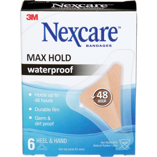 Nexcare Max-Hold Waterproof Bandages, Hand/Heel, 3-1/2", Plastic, Sterile Sécurité Médic