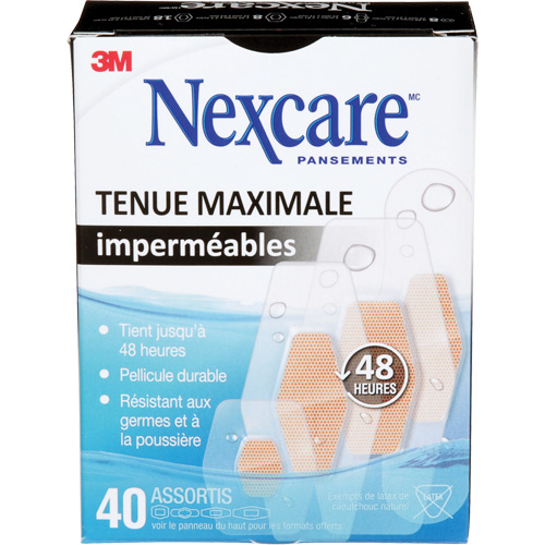 Nexcare Max-Hold Waterproof Bandages, Assorted, Plastic, Sterile Sécurité Médic