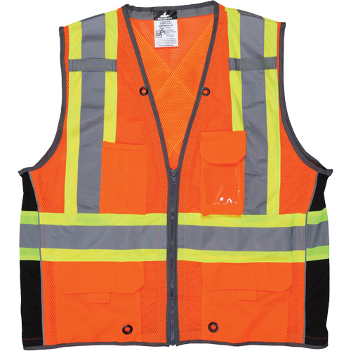 Surveyor Safety Vest, High Visibility Orange, Large, Polyester Sécurité Médic