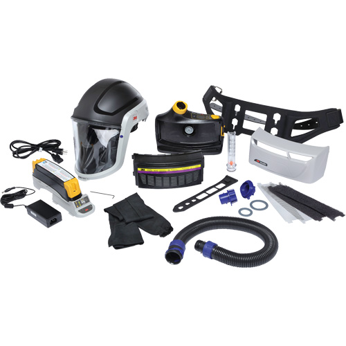 Trousse de respirateur d&eacute;puration dair propuls&eacute; pour lindustrie lourde Versaflo, Capuchon & visi&egrave;re, Pile Lithium-ion Sécurité Médic