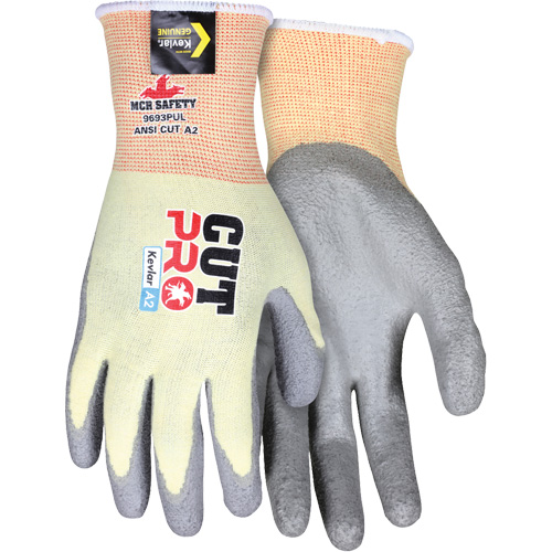 Gants enduits r&eacute;sistant &agrave; la coupe Cut Pro, Taille Moyen, Calibre 15, Rev&ecirc;tement Polyur&eacute;thane, Enveloppe en Kevlar, ASTM ANSI niveau A2 Sécurité Médic