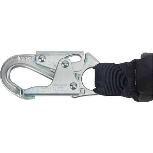 Miller&reg; HP Shock-Absorbing Lanyard, 4', Locking Rebar Hook Center, Locking Snap Hook Leg Ends, Polyester Sécurité Médic