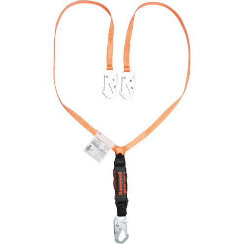 Titan Shock-Absorbing Lanyard, 6', Locking Snap Hook Center, Locking Snap Hook Leg Ends, Polyester Sécurité Médic