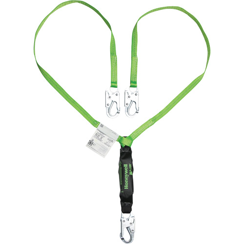 Miller&reg; HP Shock-Absorbing Lanyard, 6', Locking Snap Hook Center, Locking Snap Hook Leg Ends, Polyester Sécurité Médic