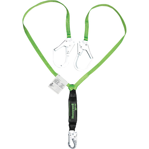 Miller&reg; HP Shock-Absorbing Lanyard, 6', Scaffold Hook Center, Locking Snap Hook Leg Ends, Polyester Sécurité Médic