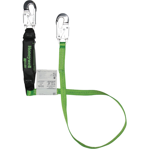 Miller&reg; HP Shock-Absorbing Lanyard, 6', Locking Snap Hook Center, Locking Snap Hook Leg Ends, Polyester Sécurité Médic
