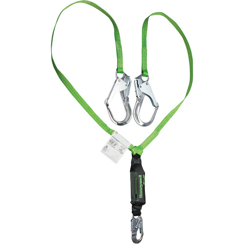 Miller&reg; HP Shock-Absorbing Lanyard, 6', Locking Rebar Hook Center, Locking Snap Hook Leg Ends, Polyester Sécurité Médic