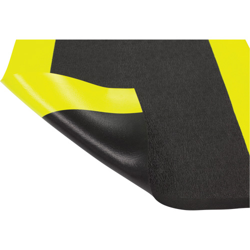 Airsoft Anti-Fatigue Mat, Pebbled, 3' x 5' x 3/8", Black/Yellow, PVC Sponge Sécurité Médic
