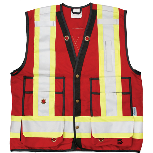 Open Road&reg; Surveyor Vest, Red, Large, Polyester Sécurité Médic