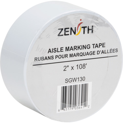 Aisle Marking Tape, 2" x 108', PVC, White Sécurité Médic