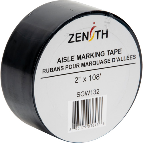 Aisle Marking Tape, 2" x 108', PVC, Black Sécurité Médic