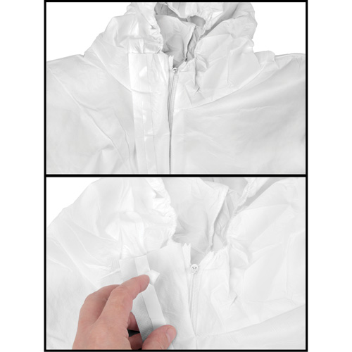 Hooded Coveralls, Medium, White, SMS Sécurité Médic