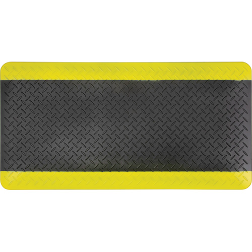 Anti-Fatigue Matting, Diamond, 1-2/3' x 3-1/4' x 3/4", Black/Yellow, Polyurethane Sécurité Médic