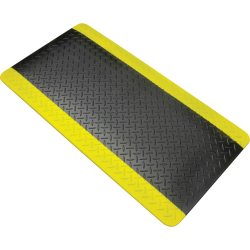 Anti-Fatigue Matting, Diamond, 1-2/3' x 3-1/4' x 3/4", Black/Yellow, Polyurethane Sécurité Médic