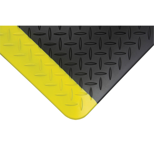 Anti-Fatigue Matting, Diamond, 1-2/3' x 3-1/4' x 3/4", Black/Yellow, Polyurethane Sécurité Médic
