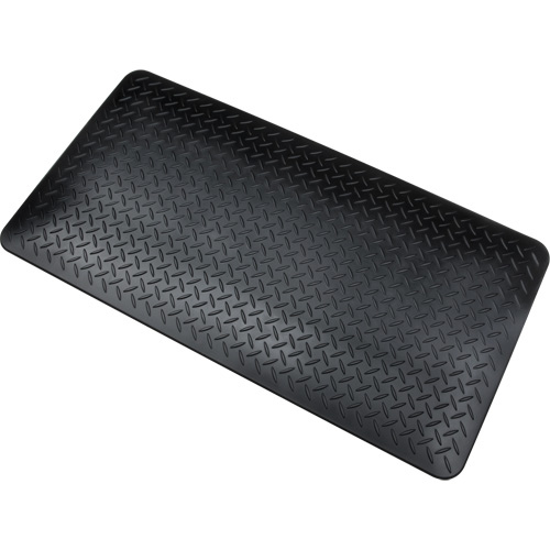 Anti-Fatigue Matting, Diamond, 1-2/3' x 3-1/4' x 3/4", Black, Polyurethane Sécurité Médic
