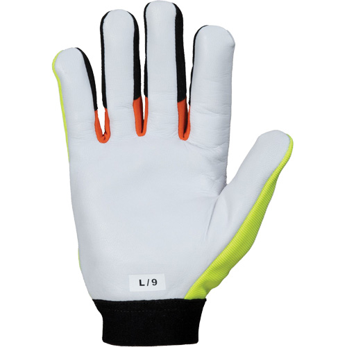 Gants de m&eacute;canicien &agrave; haute visibilit&eacute; ClutchGear, Paume Cuir fleur de ch&egrave;vre, Taille Moyen Sécurité Médic