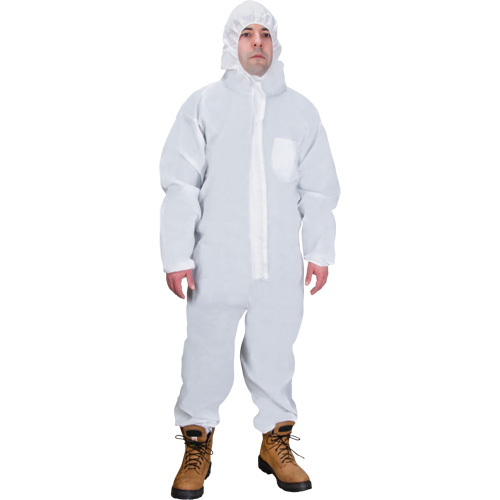 Hooded Coveralls, Medium, White, SMS Sécurité Médic