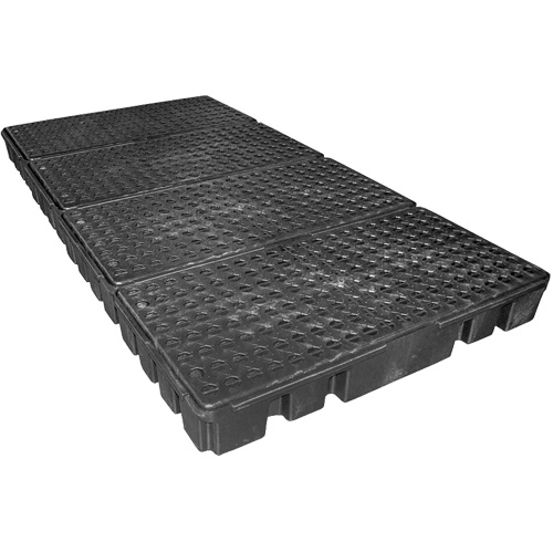 Palette de confinement des d&eacute;versements &agrave; profil bas Black Diamond, Capacit&eacute; de d&eacute;versement 102 gal. US, 96" x 49" x 6,5" Sécurité Médic