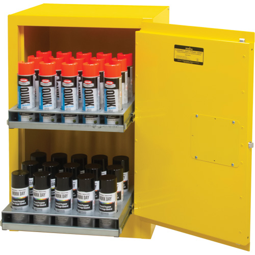 Flammable Aerosol Storage Cabinet, 12 gal., 1 Door, 23" W x 35" H x 18" D Sécurité Médic