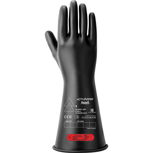 Electrical Insulating Gloves, ASTM Class 0, Size 10, 11" L Sécurité Médic