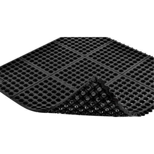 Tapis antifatigue &agrave; imbrication Cushion-Ease 550, &agrave; fentes, 3' x 3' x 3/4", Noir, Caoutchouc Sécurité Médic