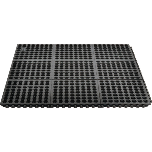 Tapis antifatigue &agrave; imbrication Cushion-Ease 550, &agrave; fentes, 3' x 3' x 3/4", Noir, Caoutchouc Sécurité Médic