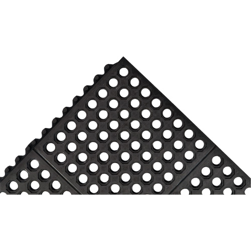 Tapis antifatigue &agrave; imbrication Cushion-Ease 550, &agrave; fentes, 3' x 3' x 3/4", Noir, Caoutchouc Sécurité Médic