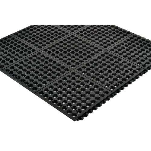 Tapis antifatigue &agrave; imbrication Cushion-Ease 550, &agrave; fentes, 3' x 3' x 3/4", Noir, Caoutchouc Sécurité Médic